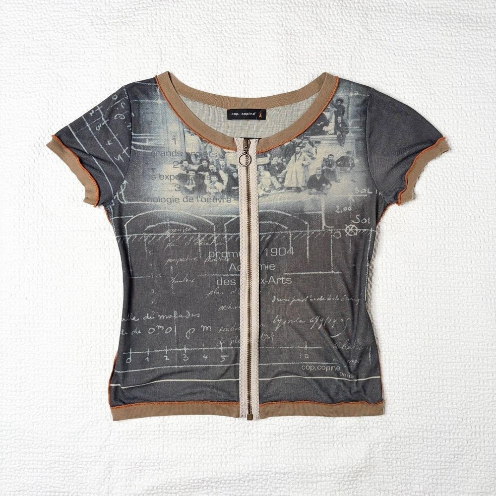Cop Copine graphic zip front tee